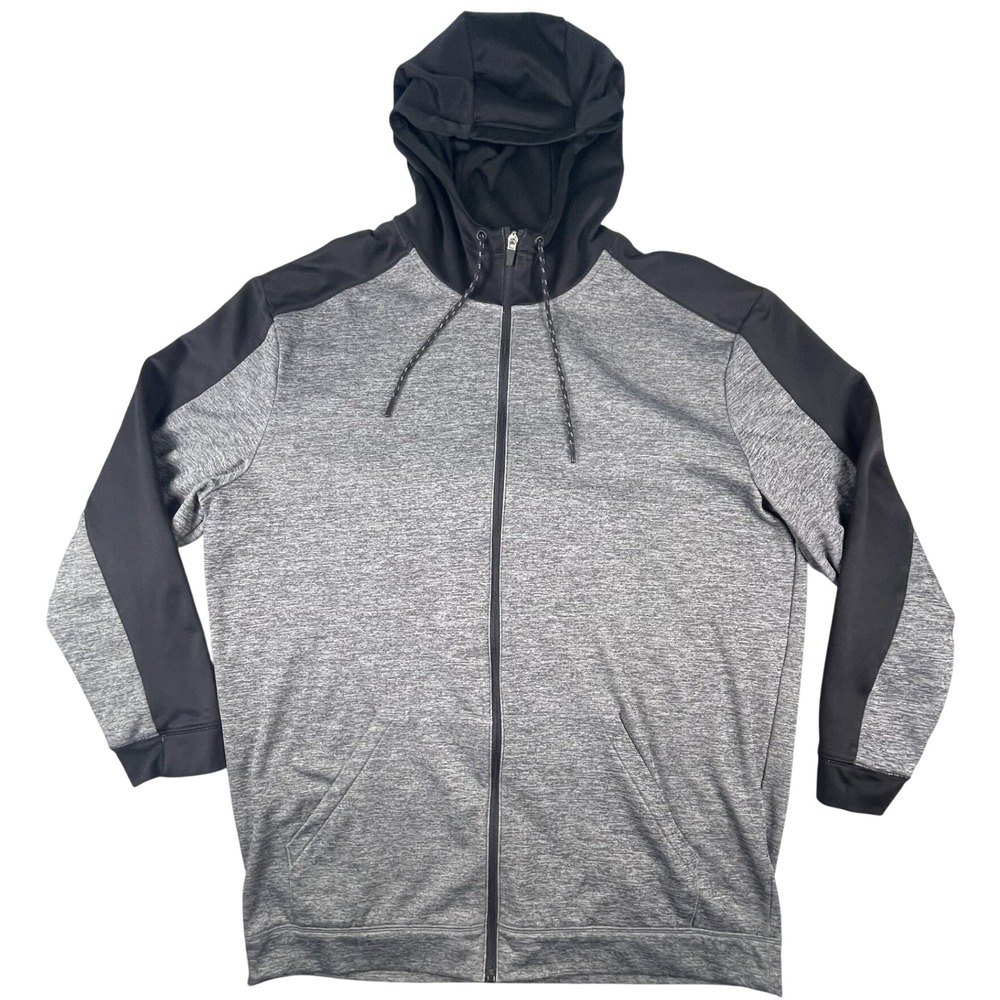 The Foundry Hoodie Mens 2XLT Gray Full Zip Colorblock Performance Sweatshirt